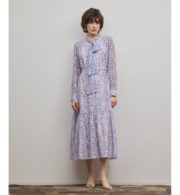 GRACE CONTINENTAL「ダマスク柄風プリントワンピース」|ワンピース|