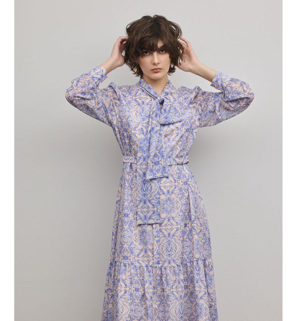 GRACE CONTINENTAL「ダマスク柄風プリントワンピース」|ワンピース|