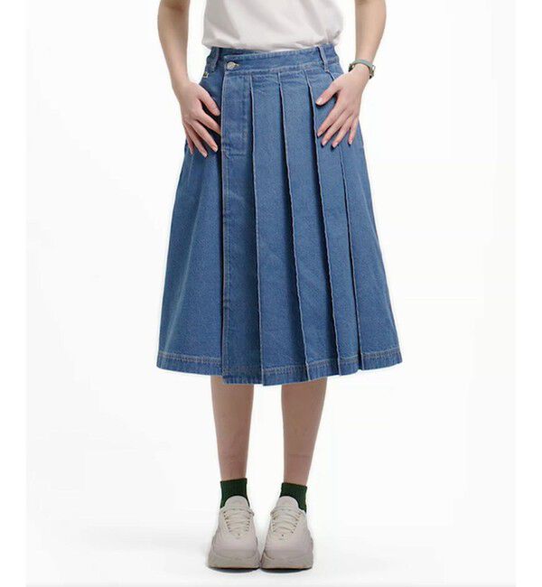 LACOSTE「アシンメトリーデニムプリーツラップスカート」|スカート|