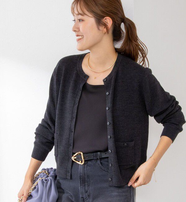 NOLLEY'S「《手洗い可能》ESPOIR 16G片畦クルーネックカーディガン」|カーディガン|