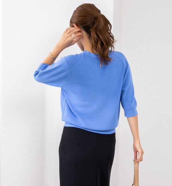 NOLLEY'S「《手洗い可能》ESPOIR 16G片畦5分袖プルオーバーニット」|ニット・セーター|