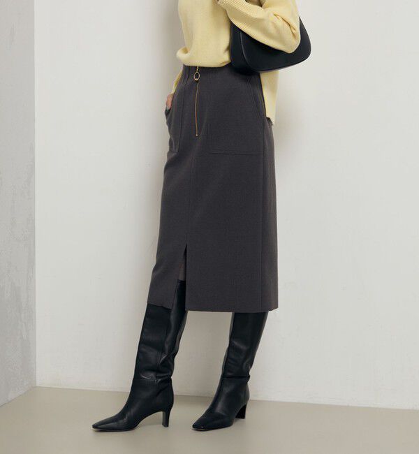 NOLLEY'S sophi「ウォッシャブルダブルジャージハーフジップタイトスカート」|タイト|