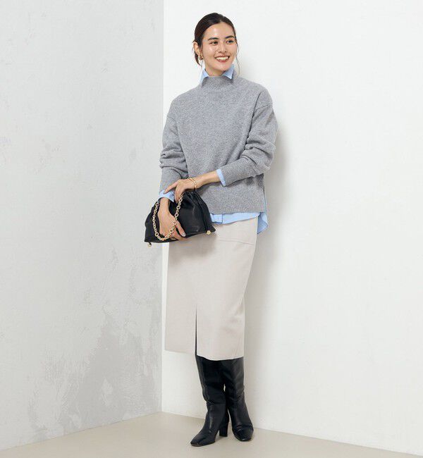 NOLLEY'S sophi「ウォッシャブルダブルジャージハーフジップタイトスカート」|タイト|