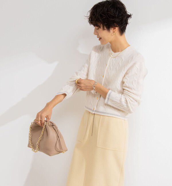 NOLLEY'S「ホールガーメントケーブル柄配色カーディガン」|カーディガン|