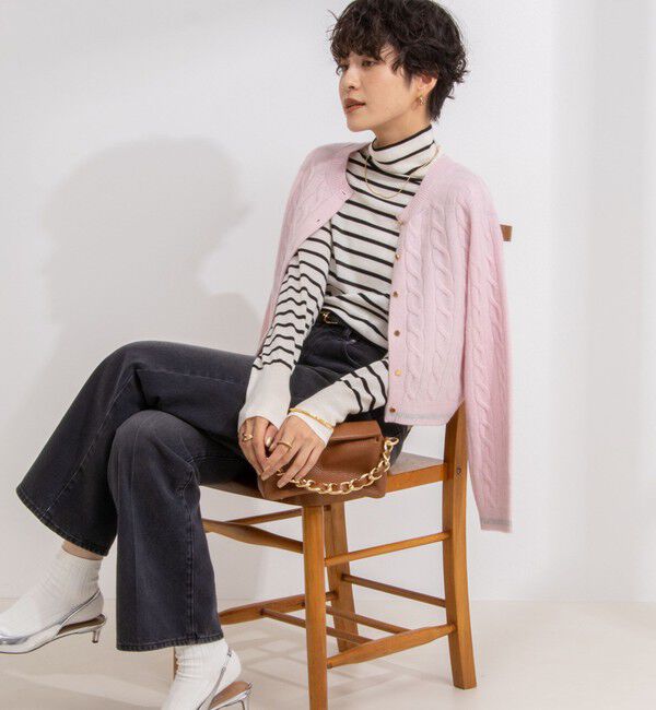 NOLLEY'S「ホールガーメントケーブル柄配色カーディガン」|カーディガン|