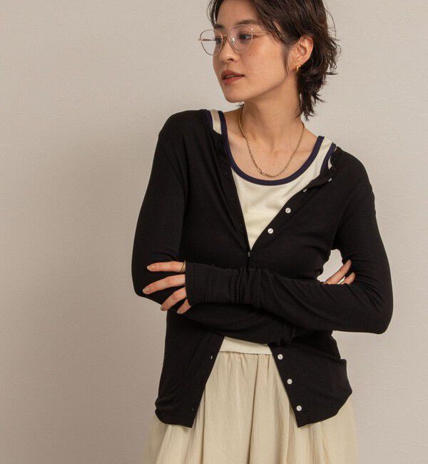 NOLLEY'S「【MAQWEL/マクウェル】リブクルーネックカーディガン」|カーディガン|