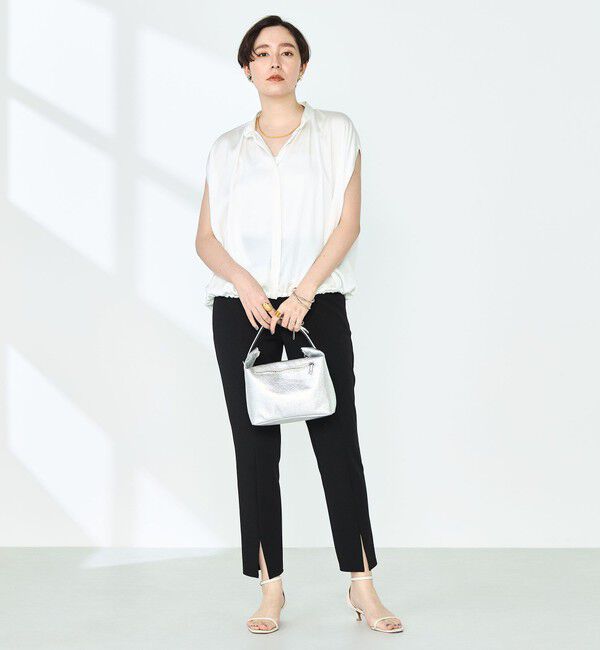 NOLLEY'S「ハンマーサテンケープブラウス」|シャツ・ブラウス|