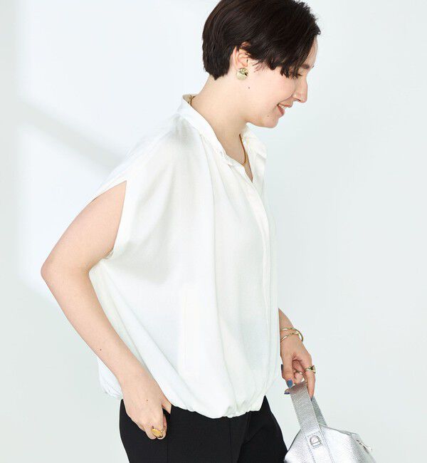 NOLLEY'S「ハンマーサテンケープブラウス」|シャツ・ブラウス|