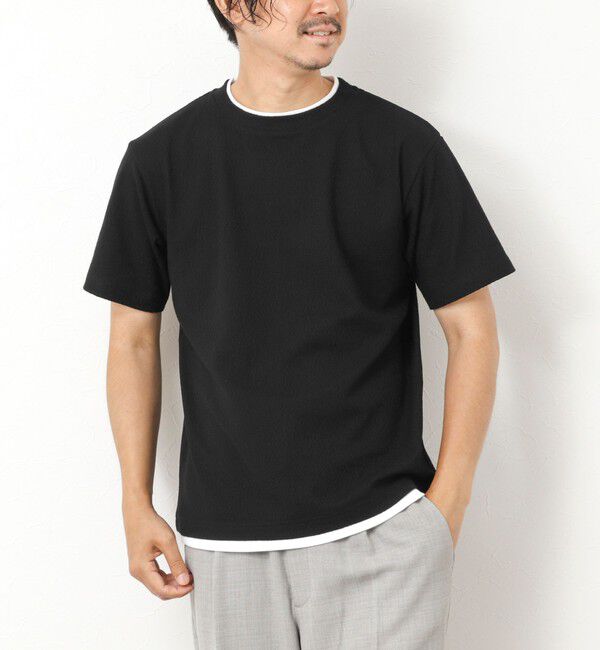 NOLLEY'S goodman「LINKS モザイク柄 レイヤードTee」|Tシャツ・カットソー|ブラック