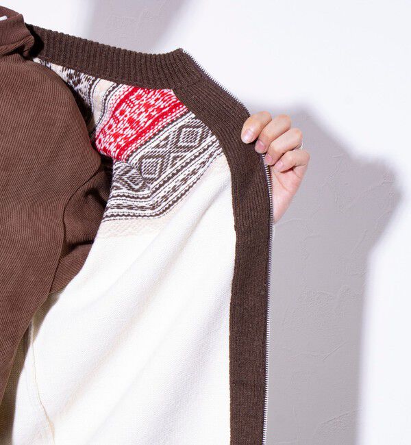 GLOSTER「【GLOSTER/グロスター】フェアアイル柄 エスニック ジップカーディガン ユニセックス」|カーディガン|