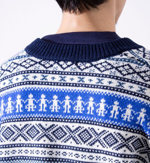 GLOSTER「【GLOSTER/グロスター】フェアアイル柄 エスニック ジップカーディガン ユニセックス」|カーディガン|