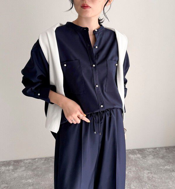 fredy emue「《セットアップ対応》TRパール釦バンドカラーシャツ」|シャツ・ブラウス|