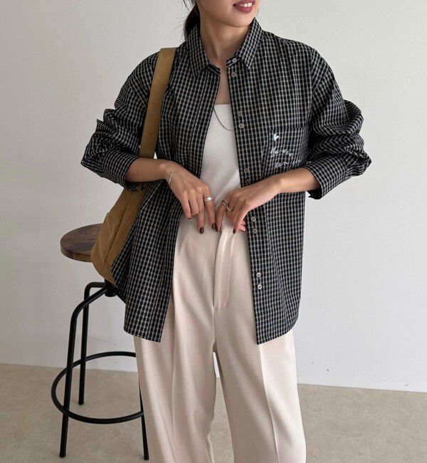fredy emue「チェック刺繍シャツ」|シャツ・ブラウス|