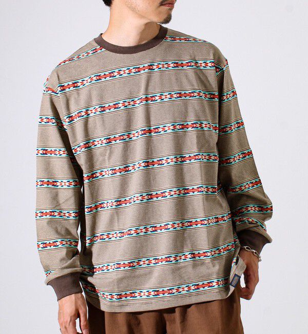 GLOSTER「【PENDLETON】Jacquard LS Tee ジャガードロンT」|Tシャツ・カットソー|グレイッシュベージュ
