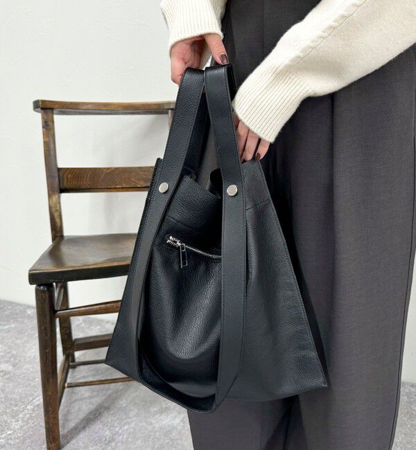 fredy emue「【BEAURE/ビュレ】2WAYハンドルレザートートバッグ」|ショルダー・メッセンジャー|ブラック