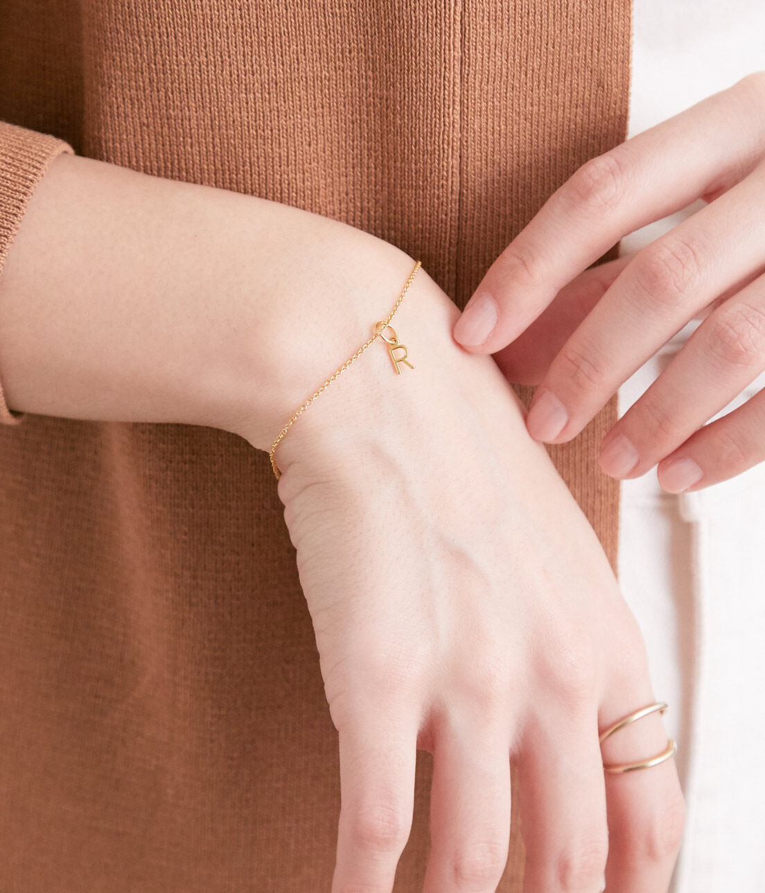 SALON adam et rope'「【SALONオリジナルBOX付き】14KGFあずきチェーンブレスレット」|ブレスレット・バングル|チャコール(06)