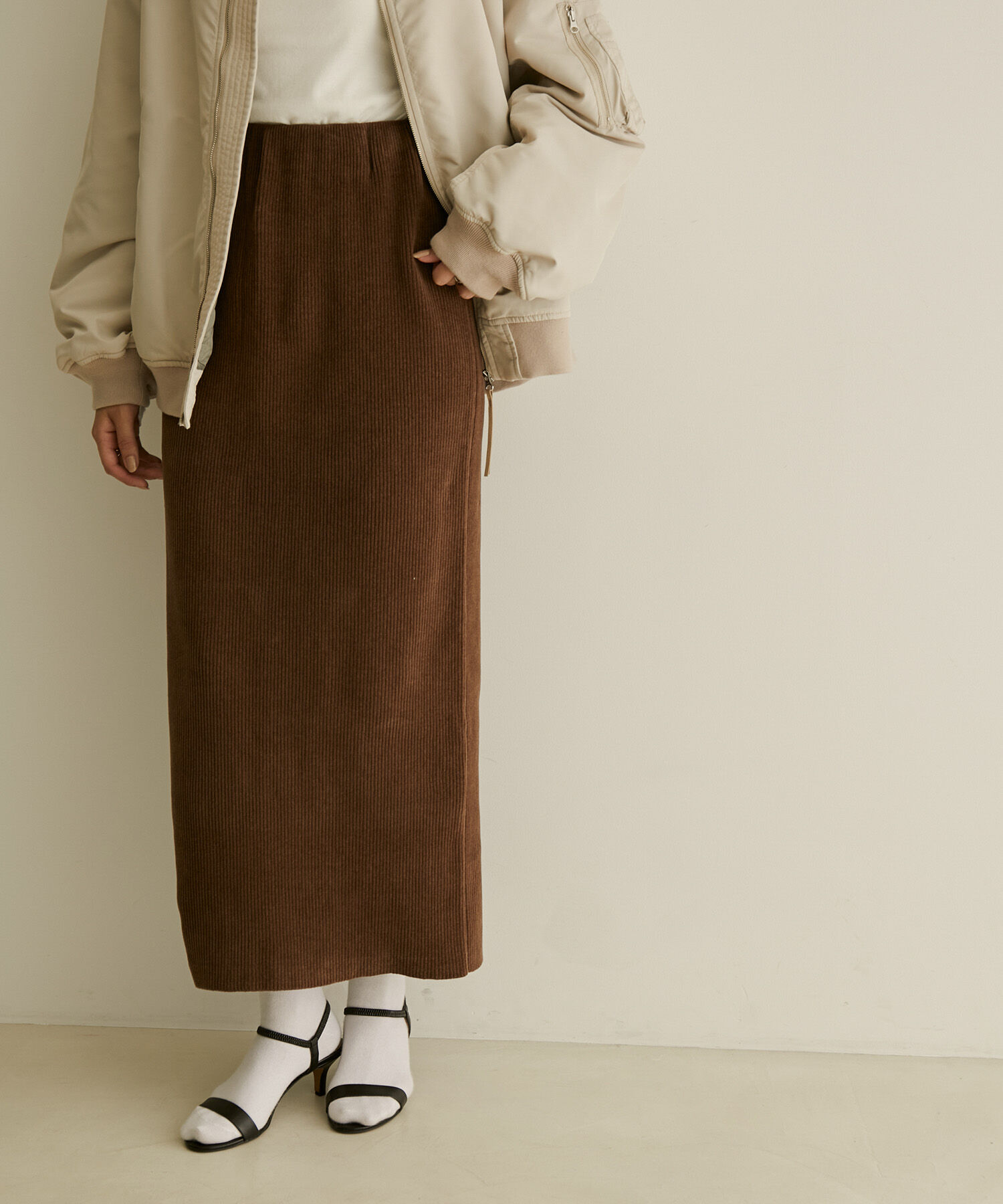 SALON adam et rope'「【極上の肌ざわり】リブタイトスカート-CreamyCotton /クリーミーコットン-」|スカート|ブラウン(22)