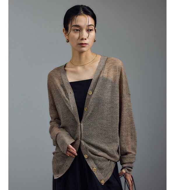 SALON adam et rope'「ウール混シアークレープVネックカーディガン」|カーディガン|