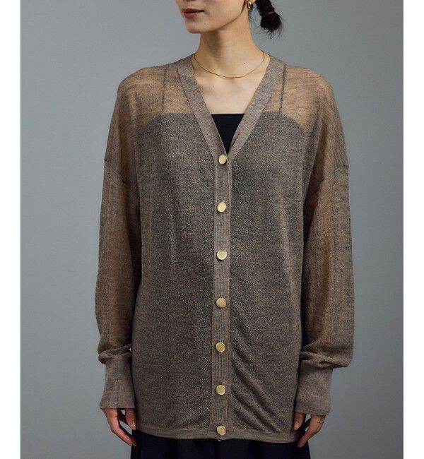 SALON adam et rope'「ウール混シアークレープVネックカーディガン」|カーディガン|