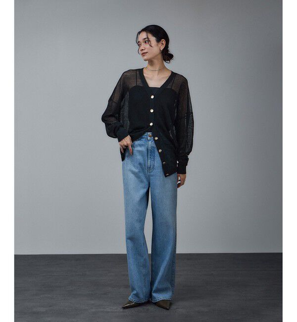 SALON adam et rope'「ウール混シアークレープVネックカーディガン」|カーディガン|