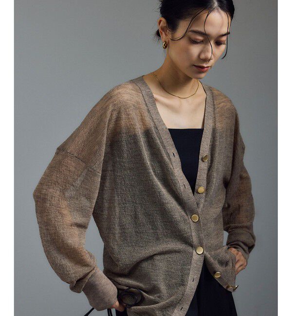 SALON adam et rope'「ウール混シアークレープVネックカーディガン」|カーディガン|ベージュ(27)