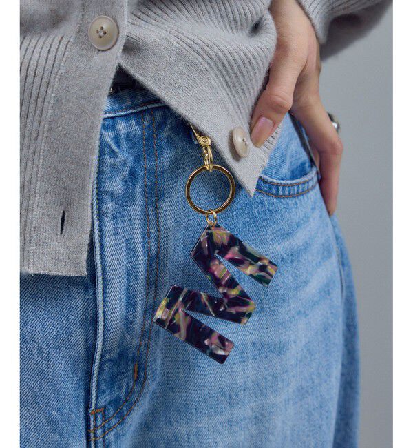 SALON adam et rope'「アルファベットマーブルプレートチャーム」|チャーム・キーホルダー|ブラック系(02)