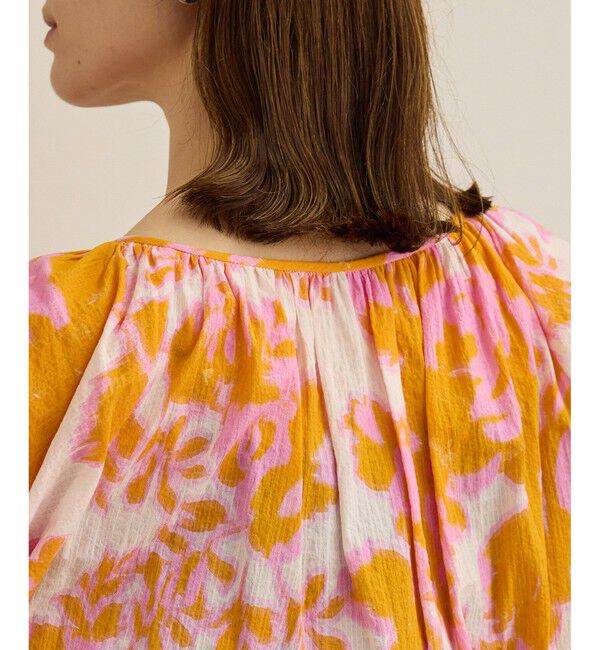 ROPE「【DEVEAUX（デヴォー）】別注ボカシフラワーウエストギャザーワンピース/洗える」|ワンピース|