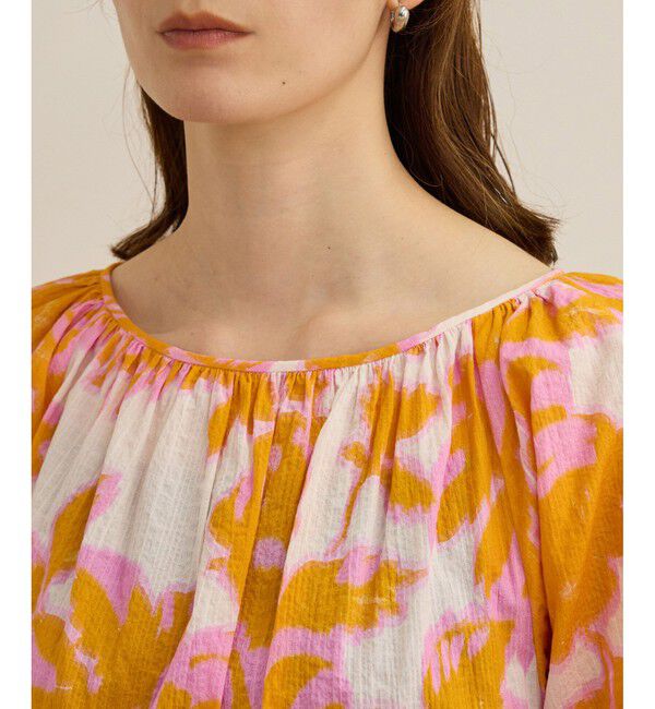 ROPE「【DEVEAUX（デヴォー）】別注ボカシフラワーウエストギャザーワンピース/洗える」|ワンピース|