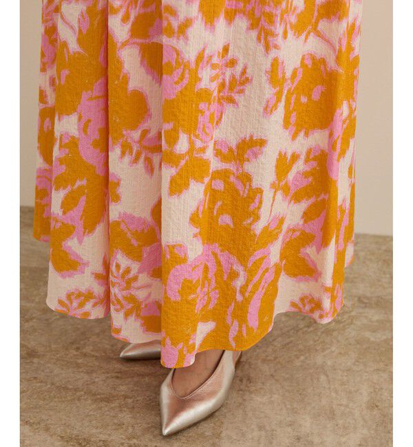 ROPE「【DEVEAUX（デヴォー）】別注ボカシフラワーウエストギャザーワンピース/洗える」|ワンピース|