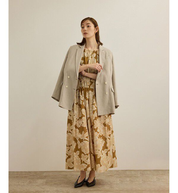 ROPE「【DEVEAUX（デヴォー）】別注ボカシフラワーウエストギャザーワンピース/洗える」|ワンピース|