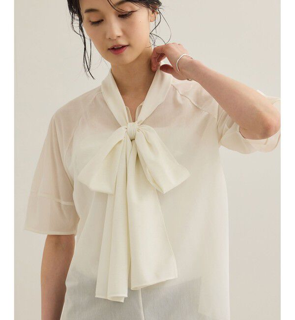 ROPE「【洗える】シアートリコットボウタイブラウス」|Tシャツ・カットソー|
