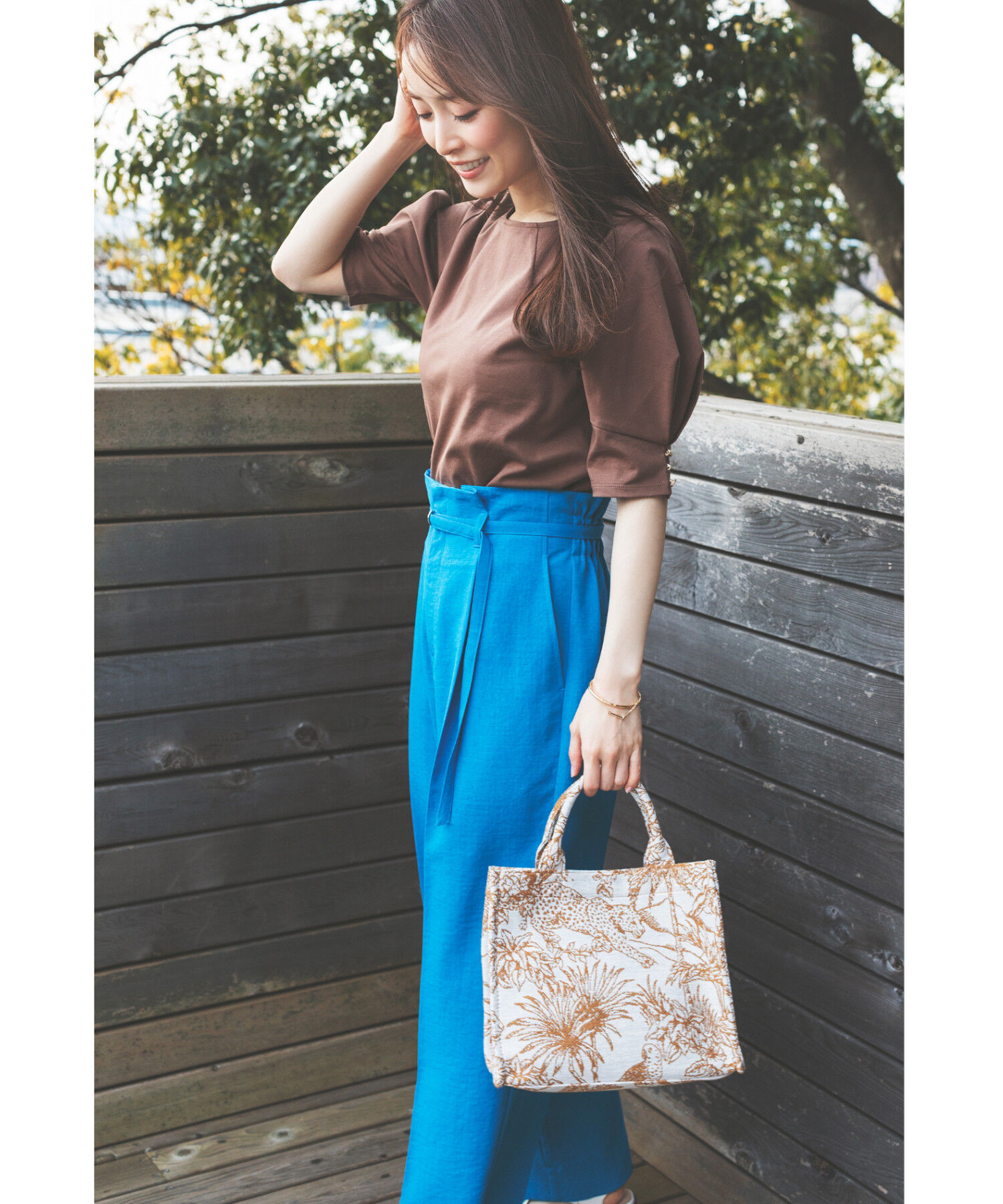 VIS「【接触冷感・洗える】美easy Dカンベルト付きワイドパンツ【セットアップ対応】」|スラックス|