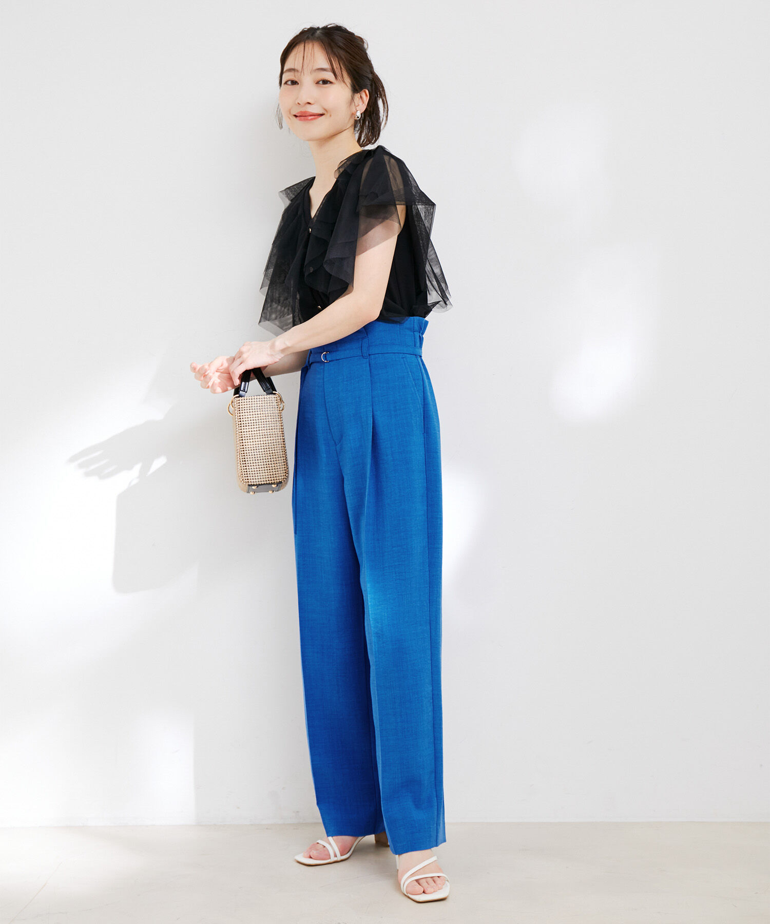 VIS「【接触冷感・洗える】美easy Dカンベルト付きワイドパンツ【セットアップ対応】」|スラックス|