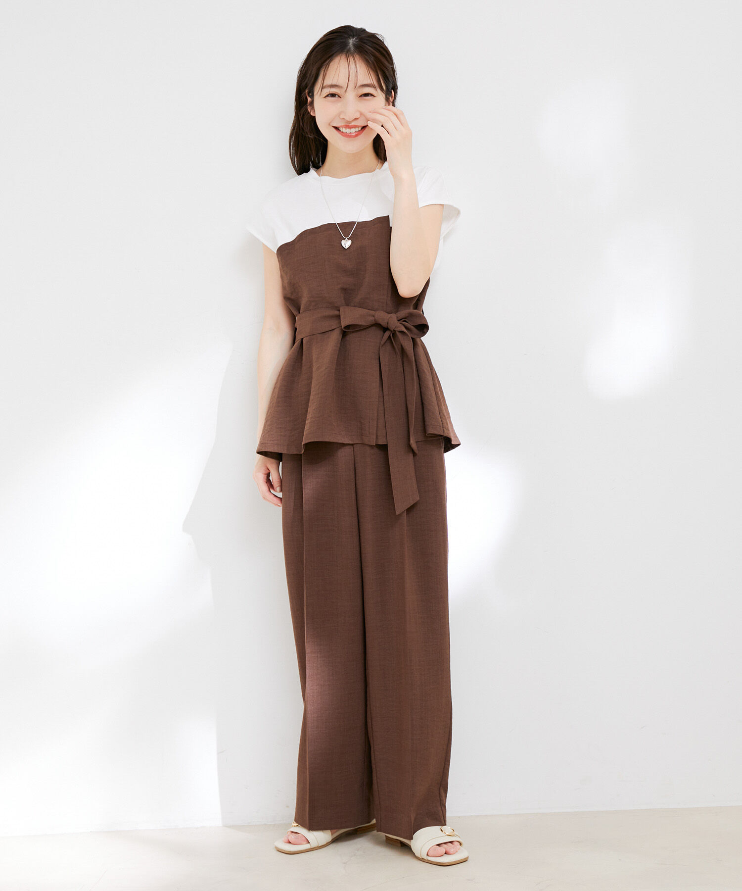 VIS「【接触冷感・洗える】美easy Dカンベルト付きワイドパンツ【セットアップ対応】」|スラックス|