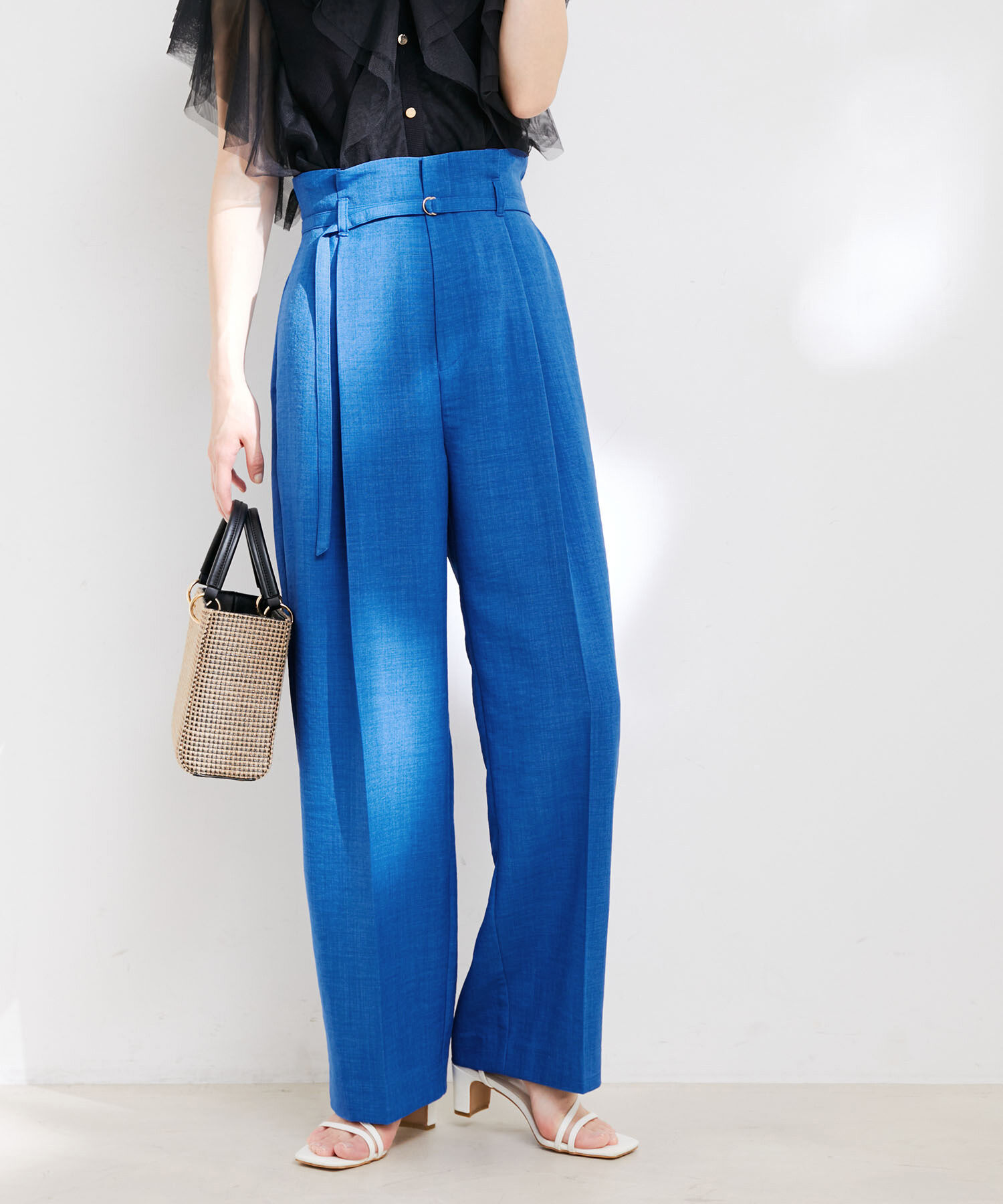 VIS「【接触冷感・洗える】美easy Dカンベルト付きワイドパンツ【セットアップ対応】」|スラックス|