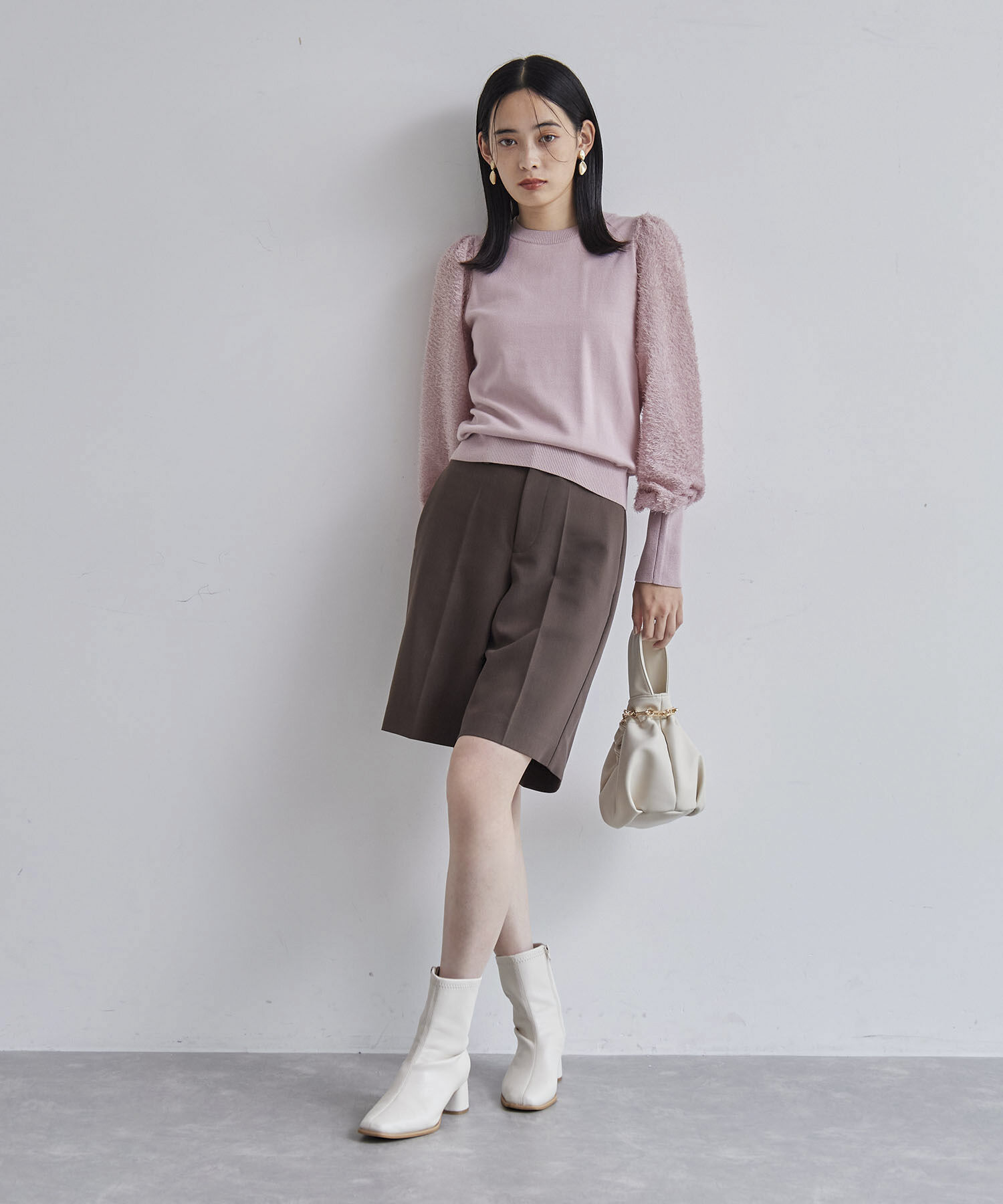 VIS「布帛スリーブドッキングニットプルオーバー」|ニット・セーター|