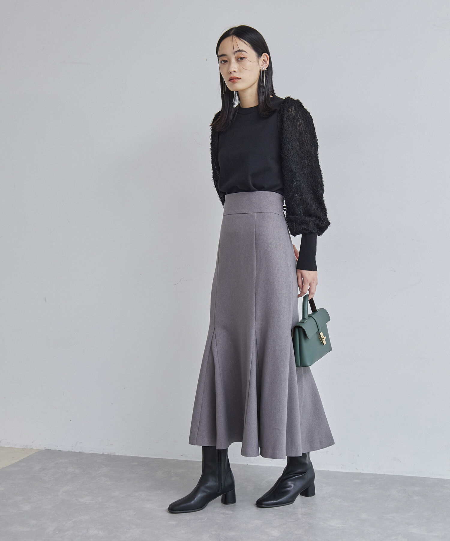 VIS「布帛スリーブドッキングニットプルオーバー」|ニット・セーター|