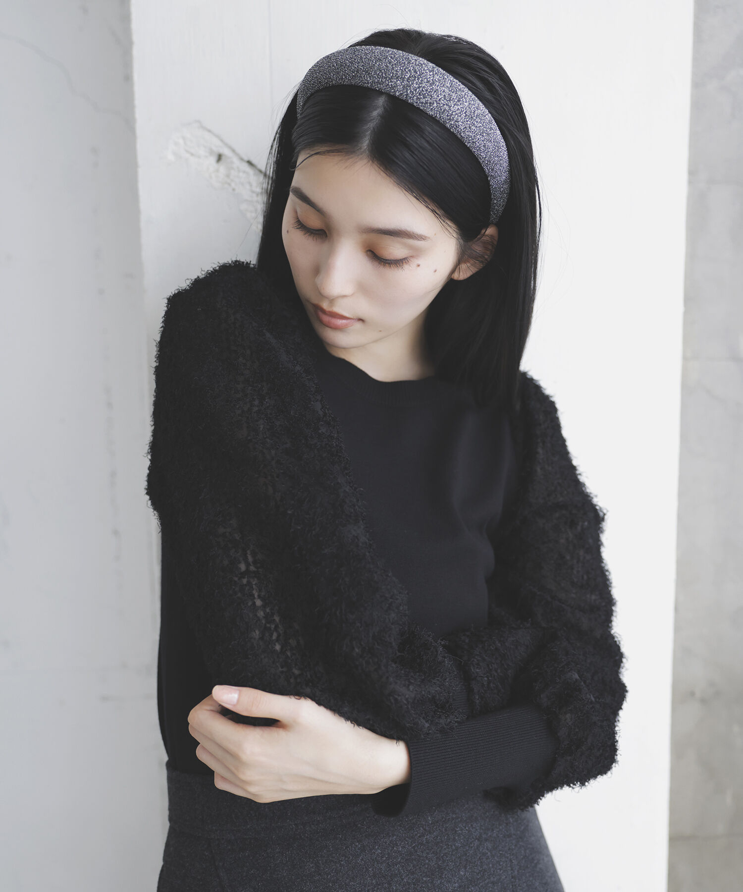 VIS「布帛スリーブドッキングニットプルオーバー」|ニット・セーター|