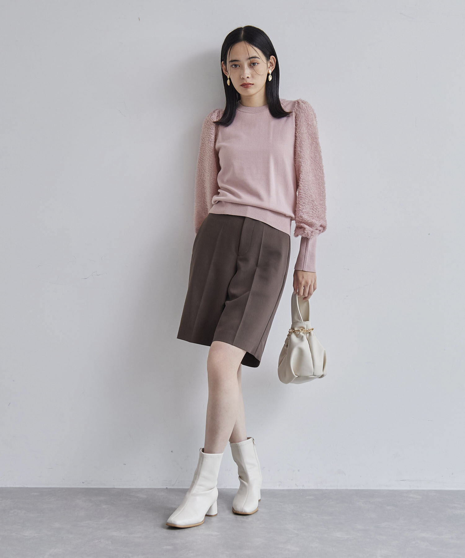 VIS「布帛スリーブドッキングニットプルオーバー」|ニット・セーター|