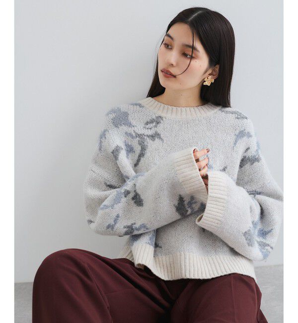 VIS「フラワージャガードニットプルオーバー」|ニット・セーター|