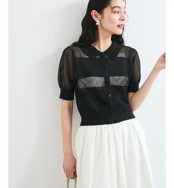 VIS「【WEB限定】シアーボーダーサマーポロニット」|ニット・セーター|