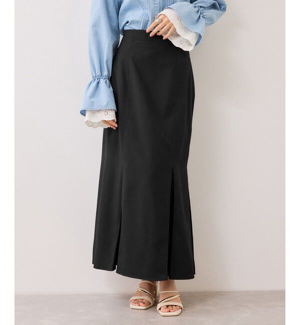 VIS「ボックスプリーツマーメイドスカート/イージーケア・防シワ」|スカート|ブラック(01)