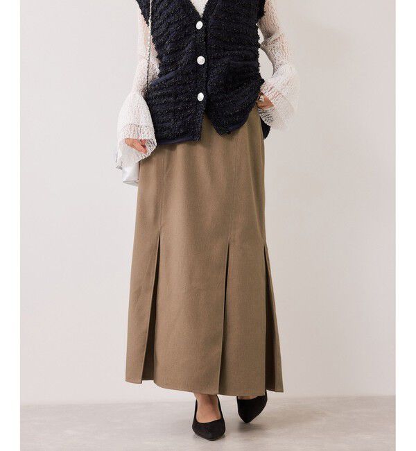 VIS「ボックスプリーツマーメイドスカート/イージーケア・防シワ」|スカート|ブラウン系(23)