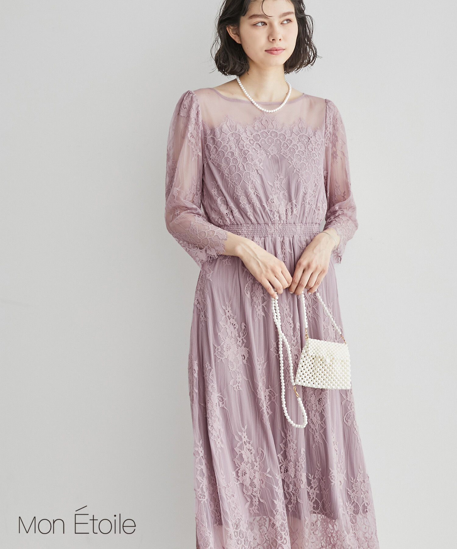 Rope&rsquo;Picnic「【Mon E&rsquo;toile/モンエトワール】【結婚式にも】レースDRESS」|ドレス|ラベンダー(52)