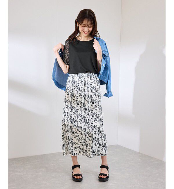 Rope&rsquo;Picnic「【UVカット・接触冷感】Cutee レースドッキングフレアスリーブトップス/リンクコーデ」|Tシャツ・カットソー|