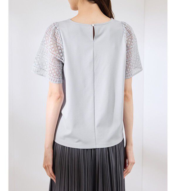 Rope&rsquo;Picnic「【UVカット・接触冷感】Cutee レースドッキングフレアスリーブトップス/リンクコーデ」|Tシャツ・カットソー|