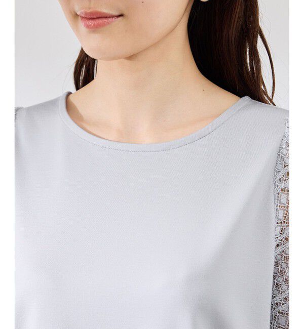 Rope&rsquo;Picnic「【UVカット・接触冷感】Cutee レースドッキングフレアスリーブトップス/リンクコーデ」|Tシャツ・カットソー|