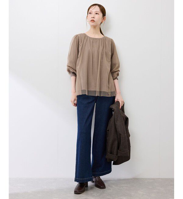 Rope&rsquo;Picnic「チュールドッキングボリュームスリーブニットプルオーバー」|ニット・セーター|