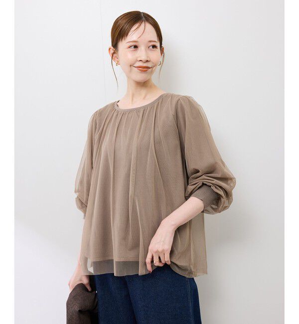 Rope&rsquo;Picnic「チュールドッキングボリュームスリーブニットプルオーバー」|ニット・セーター|