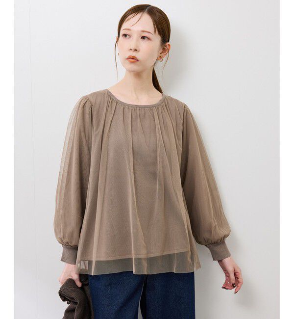 Rope&rsquo;Picnic「チュールドッキングボリュームスリーブニットプルオーバー」|ニット・セーター|